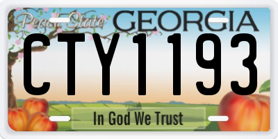 GA license plate CTY1193