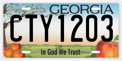 GA license plate CTY1203