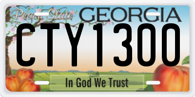 GA license plate CTY1300