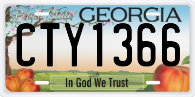 GA license plate CTY1366