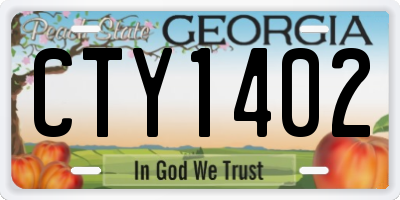 GA license plate CTY1402