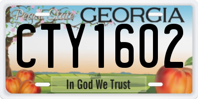 GA license plate CTY1602