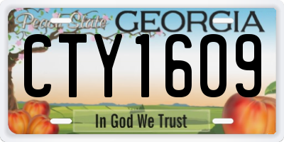 GA license plate CTY1609