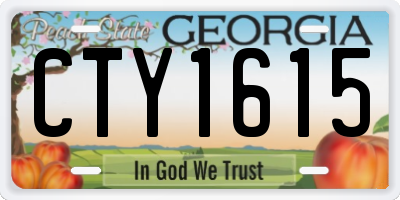 GA license plate CTY1615