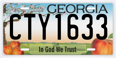 GA license plate CTY1633