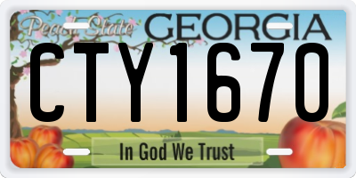 GA license plate CTY1670