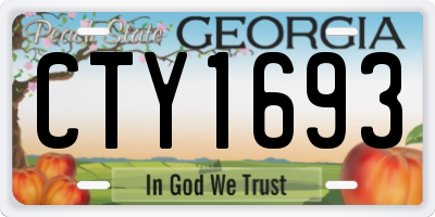 GA license plate CTY1693