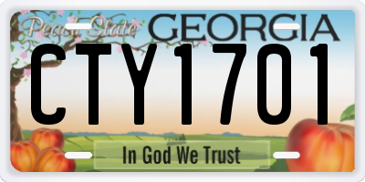 GA license plate CTY1701