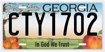GA license plate CTY1702