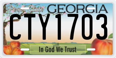 GA license plate CTY1703