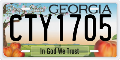 GA license plate CTY1705