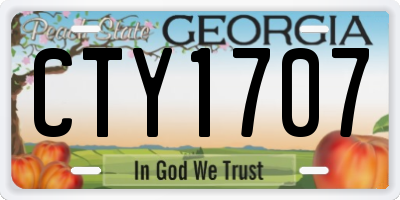 GA license plate CTY1707