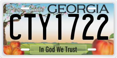 GA license plate CTY1722