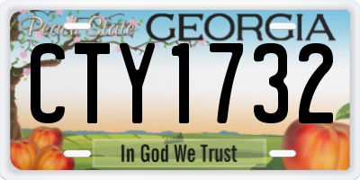 GA license plate CTY1732