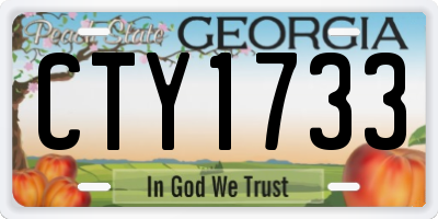 GA license plate CTY1733
