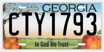 GA license plate CTY1793