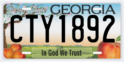 GA license plate CTY1892