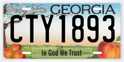 GA license plate CTY1893