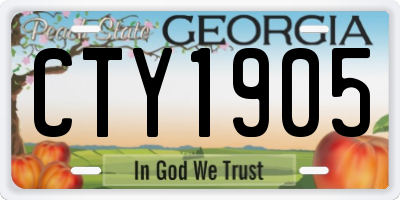 GA license plate CTY1905
