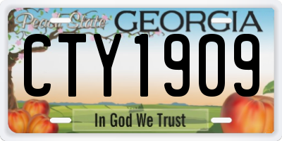 GA license plate CTY1909