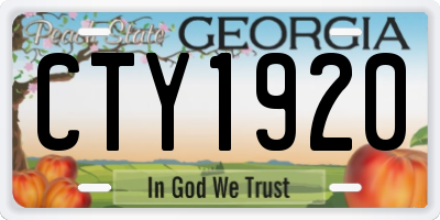 GA license plate CTY1920
