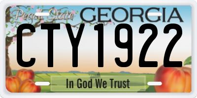 GA license plate CTY1922