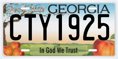 GA license plate CTY1925