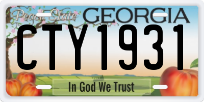 GA license plate CTY1931