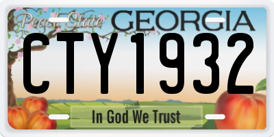GA license plate CTY1932