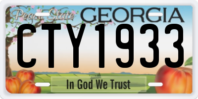 GA license plate CTY1933