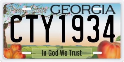 GA license plate CTY1934