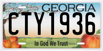 GA license plate CTY1936