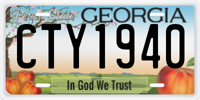 GA license plate CTY1940