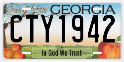GA license plate CTY1942