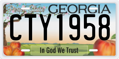 GA license plate CTY1958