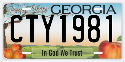 GA license plate CTY1981