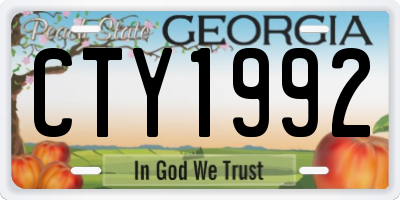 GA license plate CTY1992