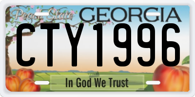 GA license plate CTY1996