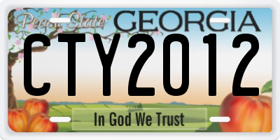 GA license plate CTY2012