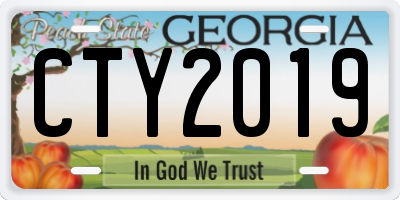GA license plate CTY2019