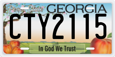 GA license plate CTY2115