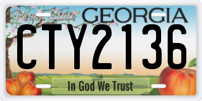 GA license plate CTY2136
