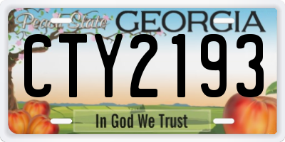 GA license plate CTY2193