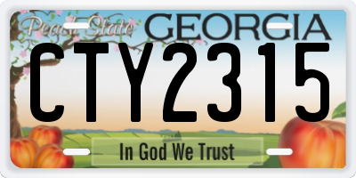 GA license plate CTY2315