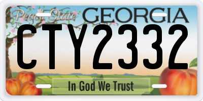 GA license plate CTY2332