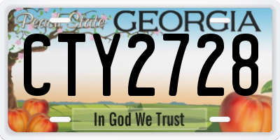 GA license plate CTY2728