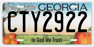 GA license plate CTY2922