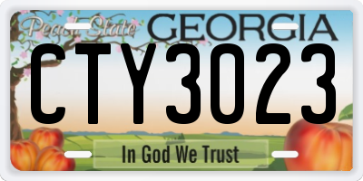 GA license plate CTY3023