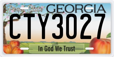 GA license plate CTY3027