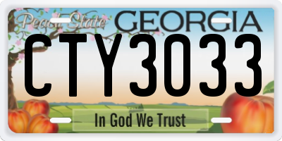 GA license plate CTY3033